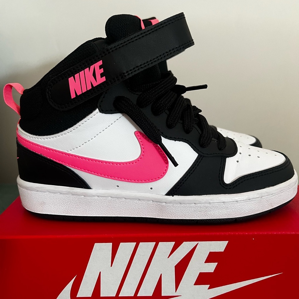 Nike Black and Pink High-Top Sneakers